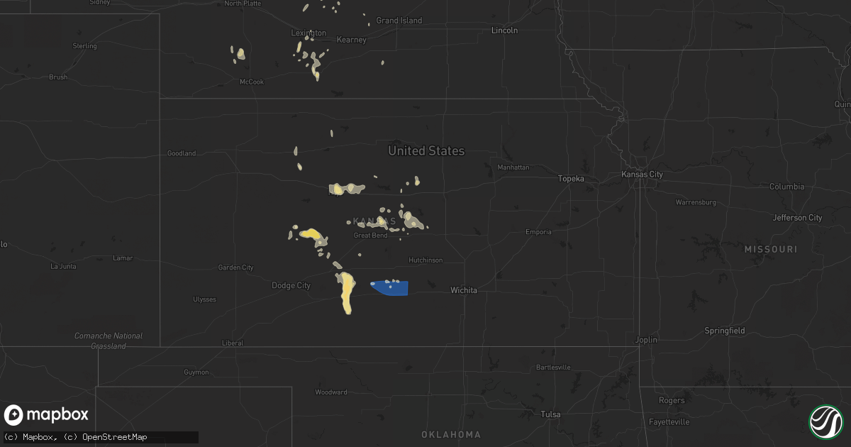 Hail map in Kansas on June 20, 2023