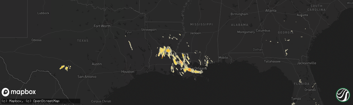 Hail map in Louisiana on June 20, 2023