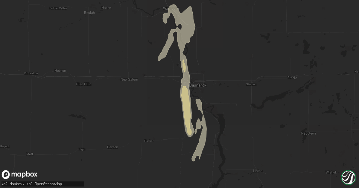 Hail map in Mandan, ND on June 20, 2023