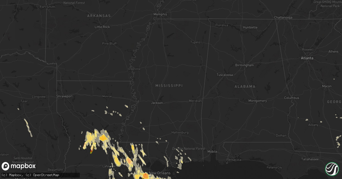 Hail map in Mississippi on June 20, 2023