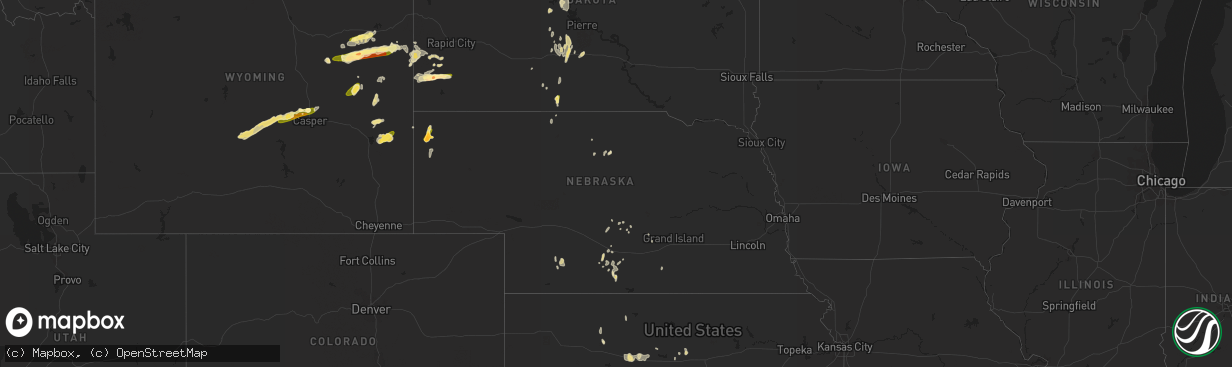 Hail map in Nebraska on June 20, 2023