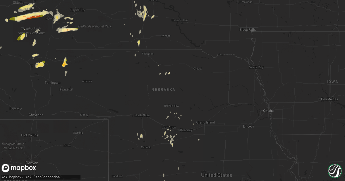 Hail map in Nebraska on June 20, 2023
