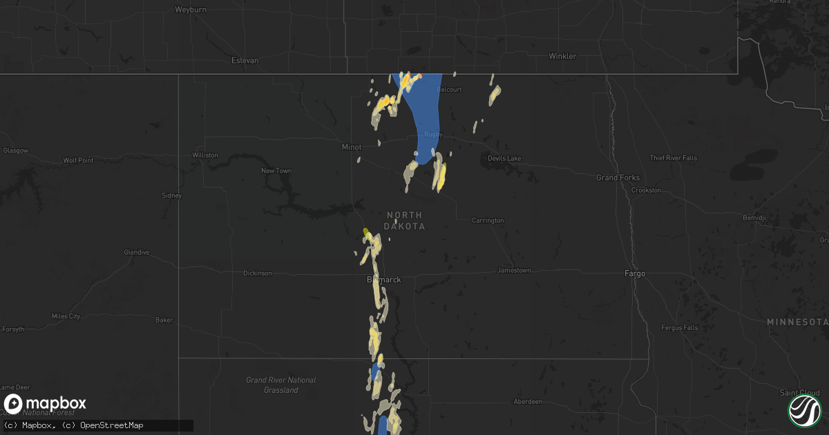 Hail map in North Dakota on June 20, 2023
