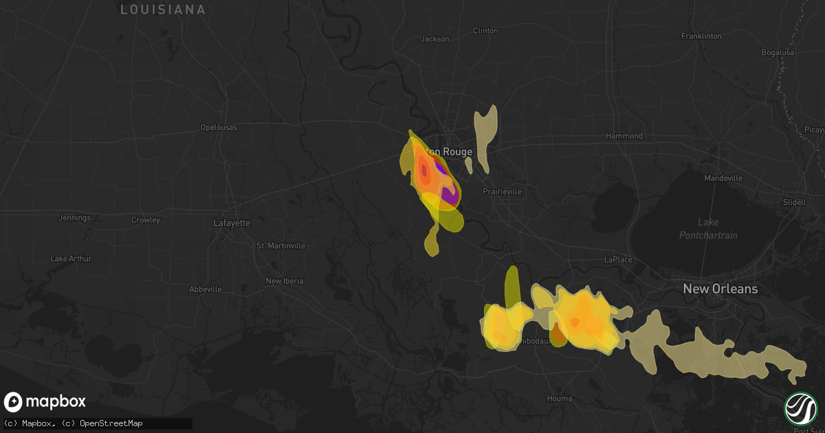 Hail map in Plaquemine, LA on June 20, 2023