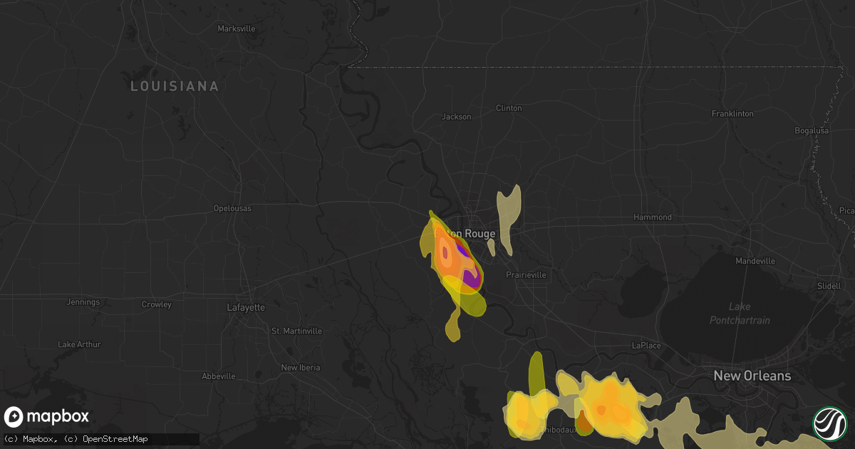 Hail map in Port Allen, LA on June 20, 2023