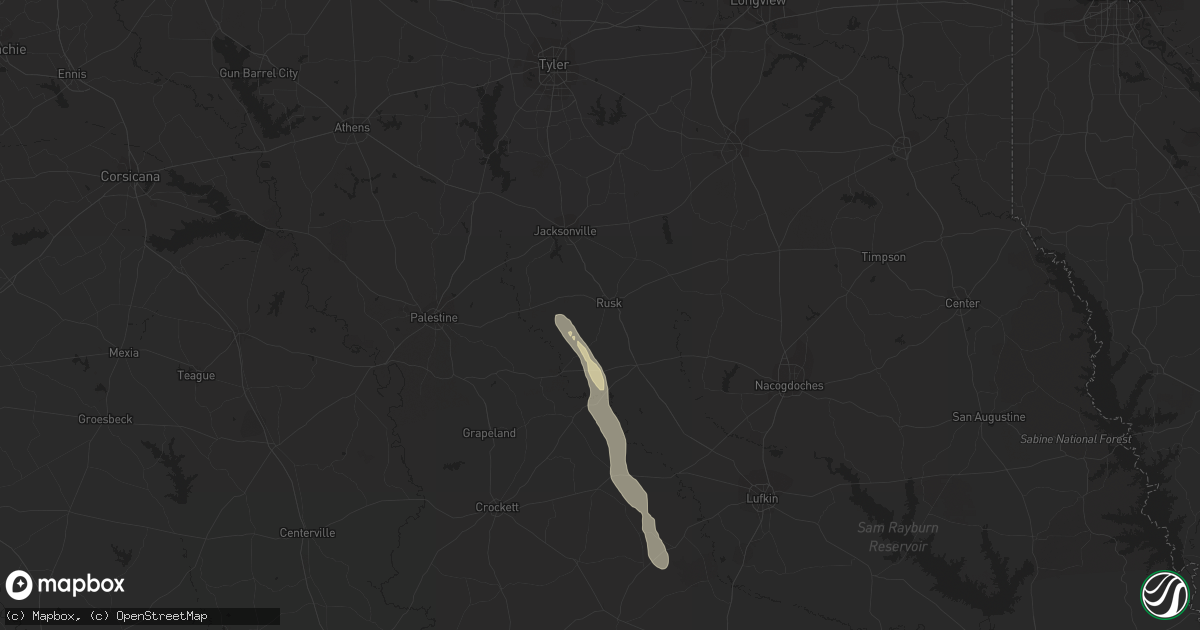 Hail map in Rusk, TX on June 20, 2023