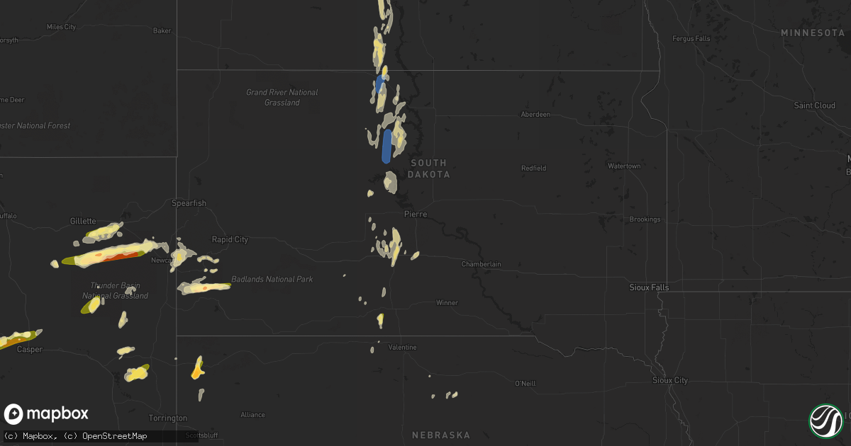 Hail map in South Dakota on June 20, 2023