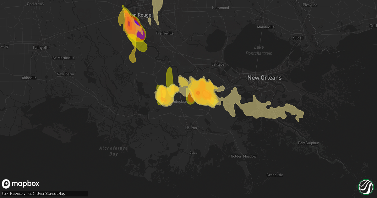 Hail map in Thibodaux, LA on June 20, 2023