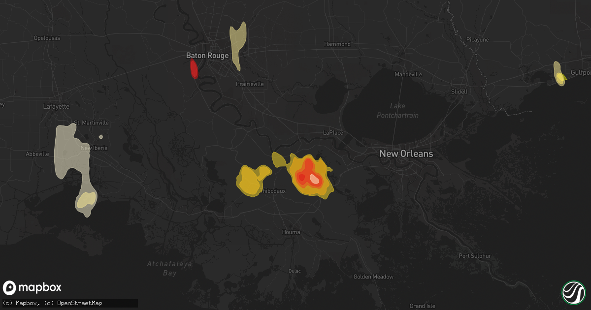 Hail map in Vacherie, LA on June 20, 2023