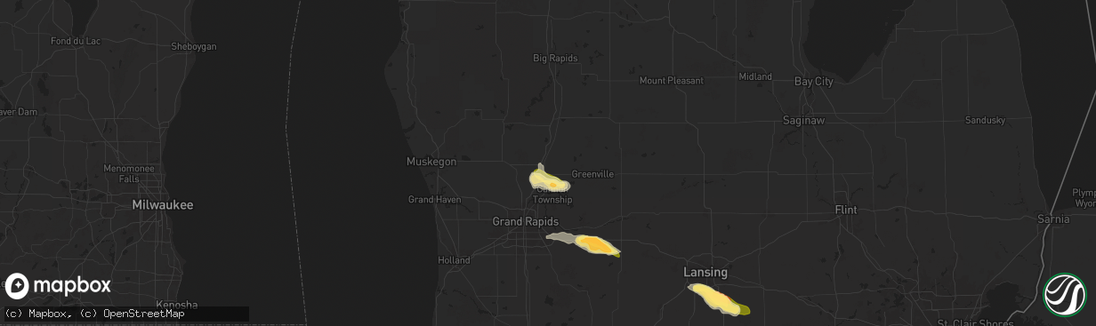 Hail map in Cedar Springs, MI on June 20, 2024