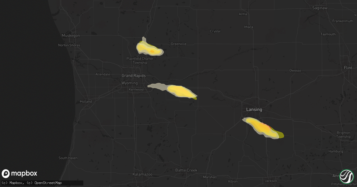 Hail map in Clarksville, MI on June 20, 2024