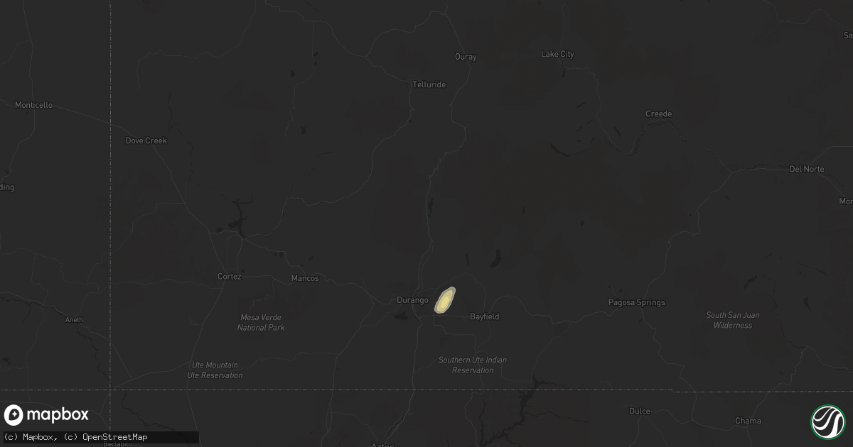 Hail map in Durango, CO on June 20, 2024