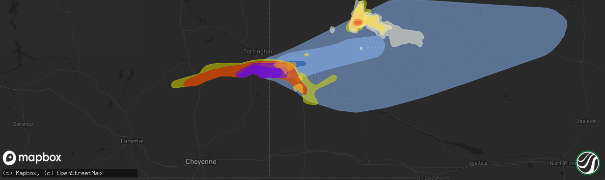 Hail map in Gering, NE on June 20, 2024