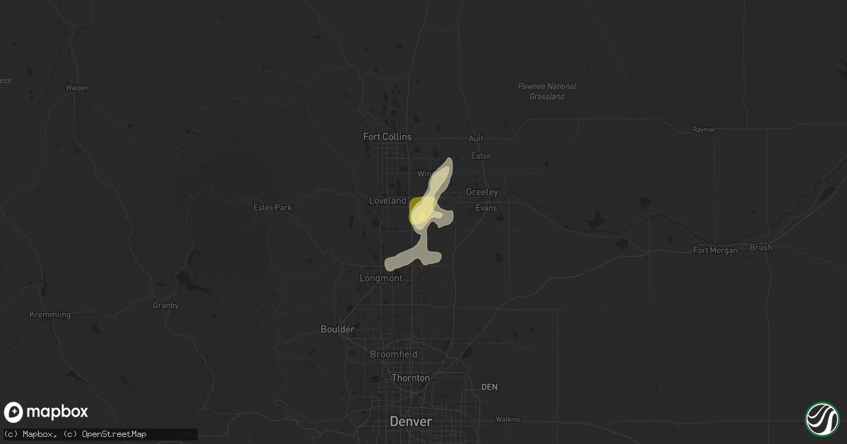 Hail map in Johnstown, CO on June 20, 2024