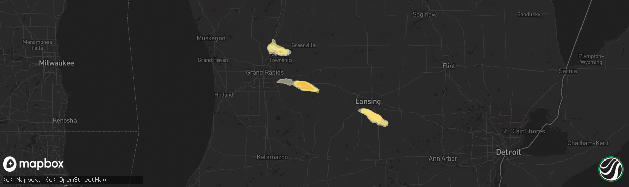 Hail map in Lake Odessa, MI on June 20, 2024