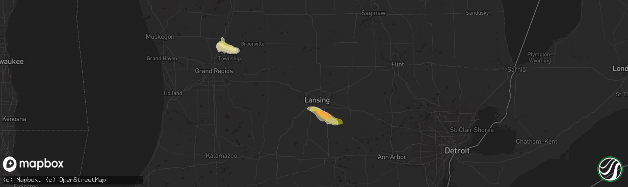 Hail map in Lansing, MI on June 20, 2024