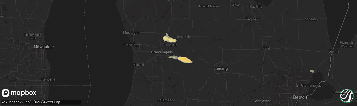 Hail map in Lowell, MI on June 20, 2024