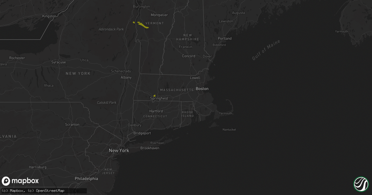 Hail map in Massachusetts on June 20, 2024