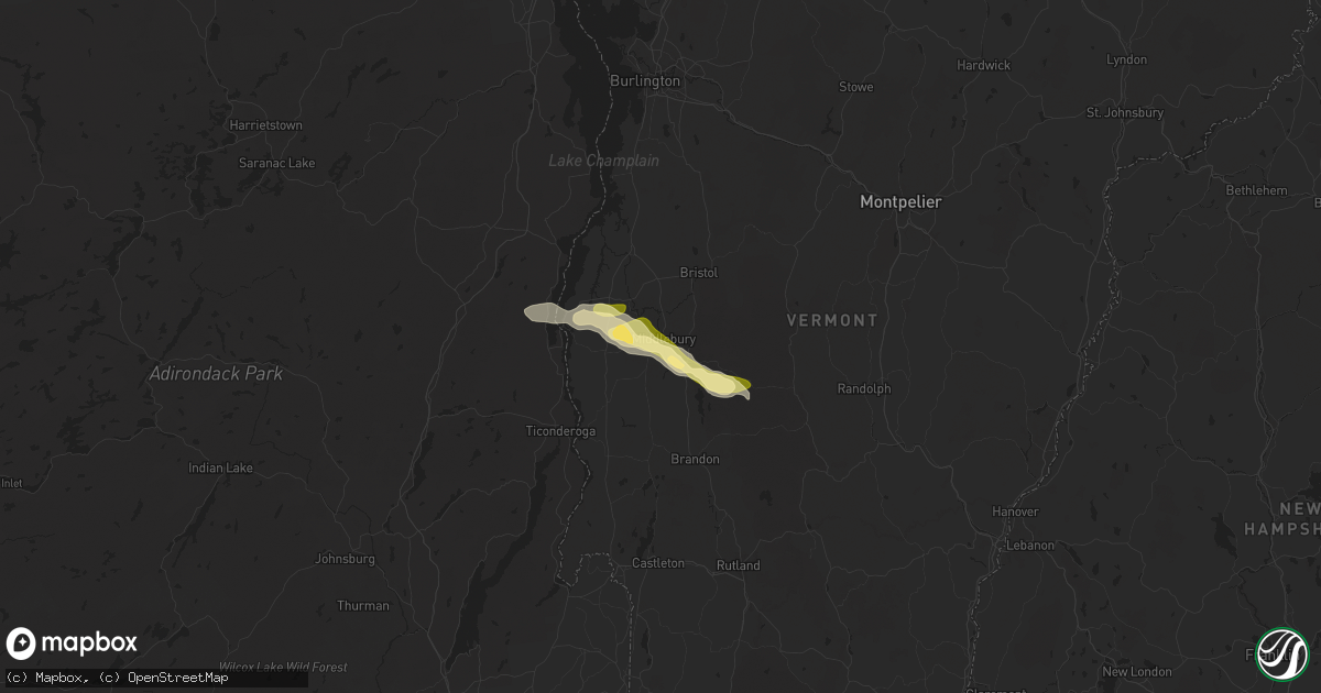 Hail map in Middlebury, VT on June 20, 2024