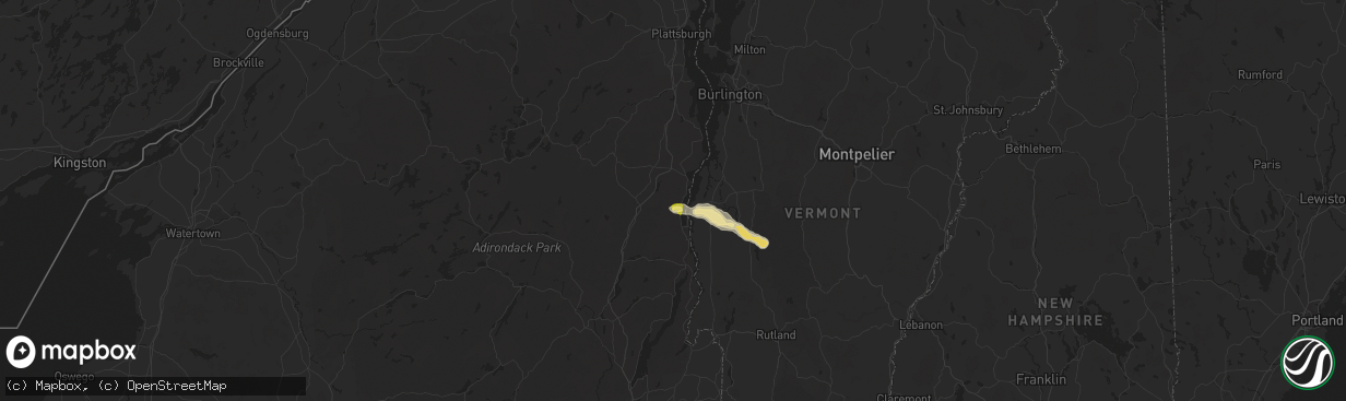 Hail map in Mineville, NY on June 20, 2024