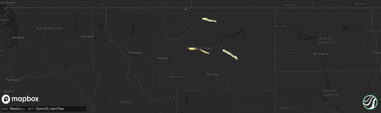 Hail map in Montana on June 20, 2024