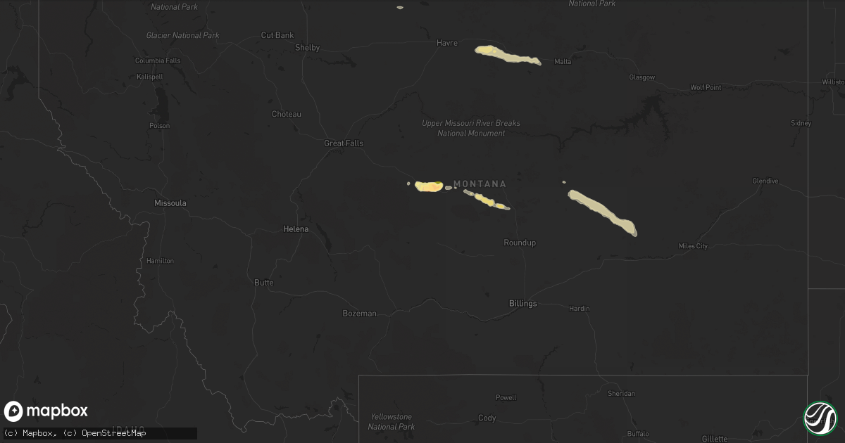 Hail map in Montana on June 20, 2024