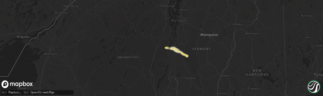 Hail map in Moriah Center, NY on June 20, 2024