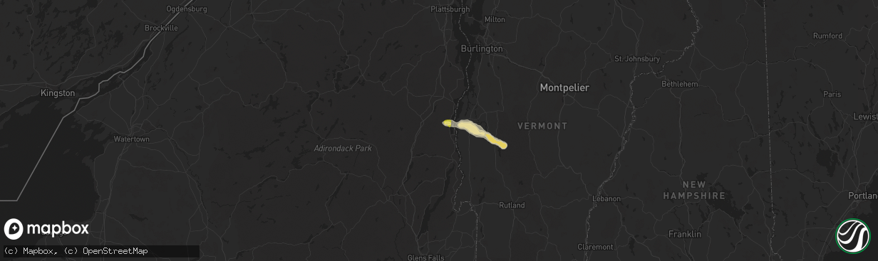 Hail map in Moriah, NY on June 20, 2024