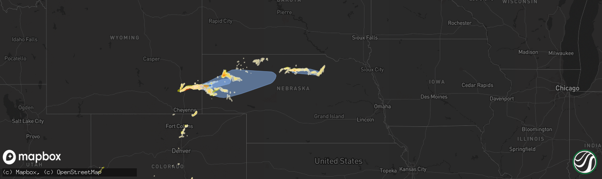 Hail map in Nebraska on June 20, 2024