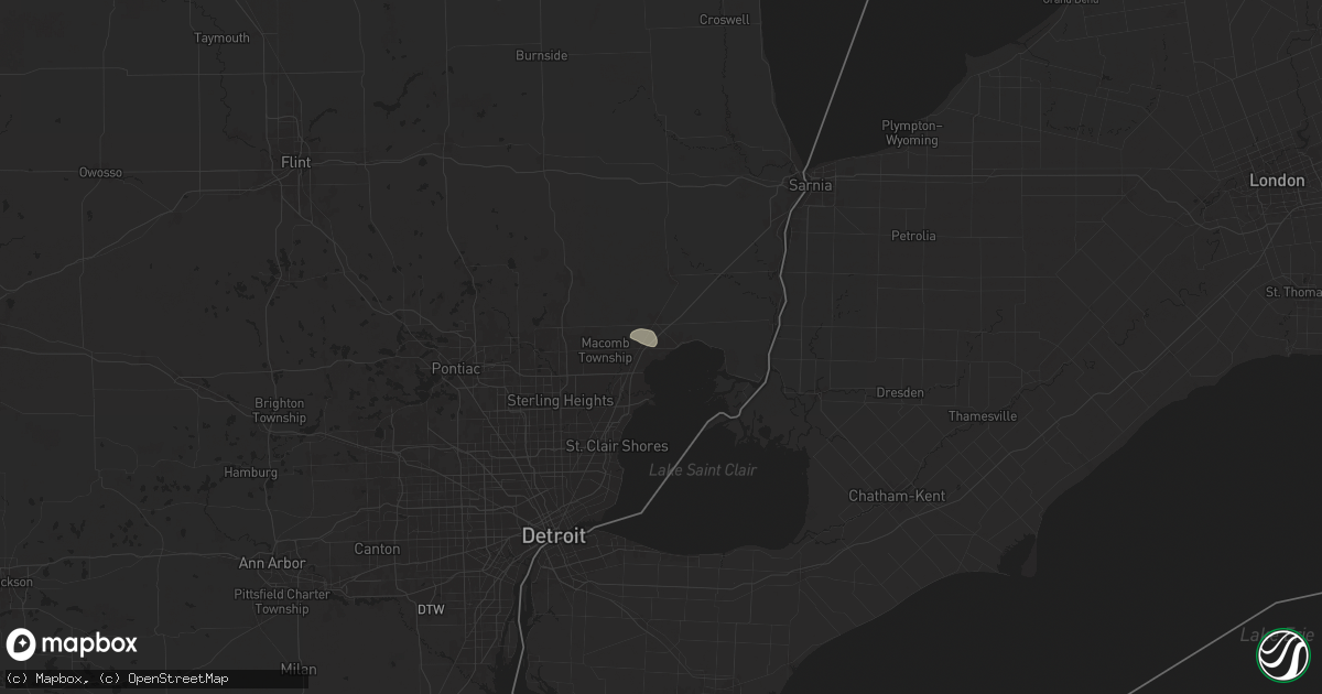 Hail map in New Baltimore, MI on June 20, 2024