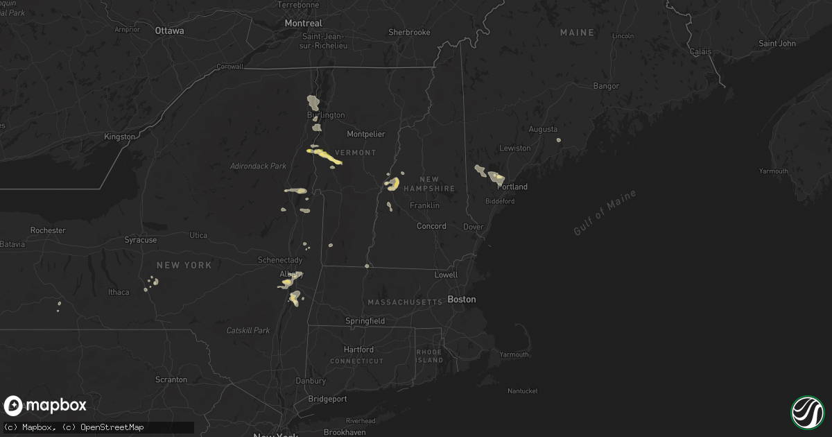 Hail map in New Hampshire on June 20, 2024