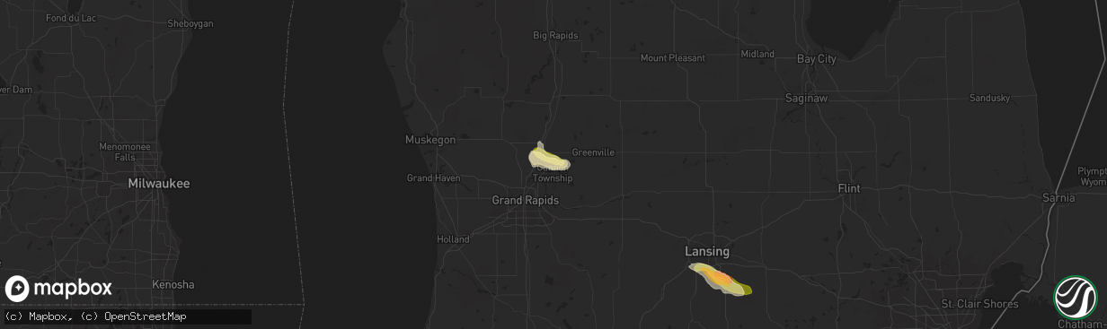 Hail map in Rockford, MI on June 20, 2024