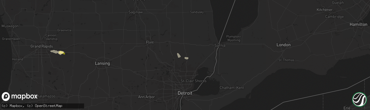 Hail map in Romeo, MI on June 20, 2024