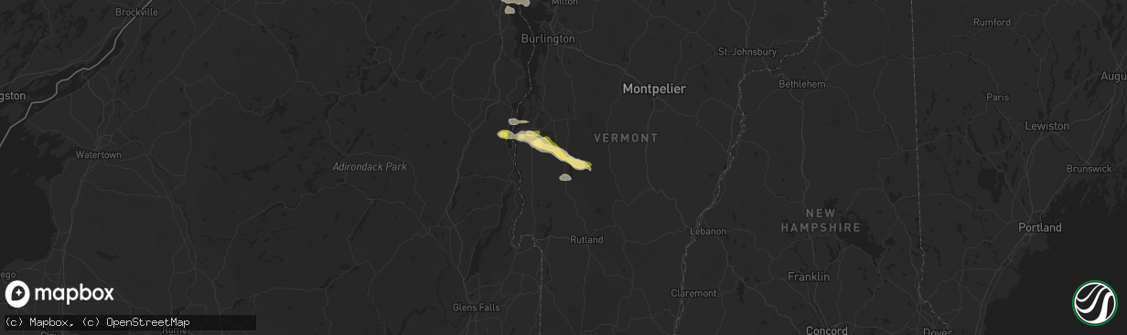 Hail map in Salisbury, VT on June 20, 2024