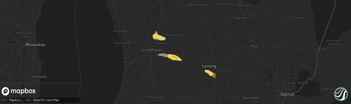 Hail map in Saranac, MI on June 20, 2024