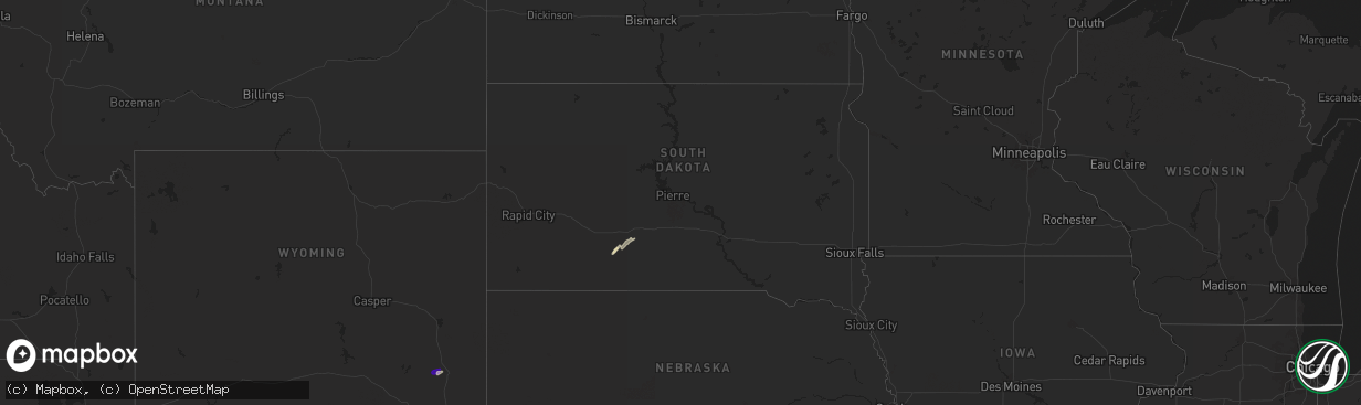 Hail map in South Dakota on June 20, 2024