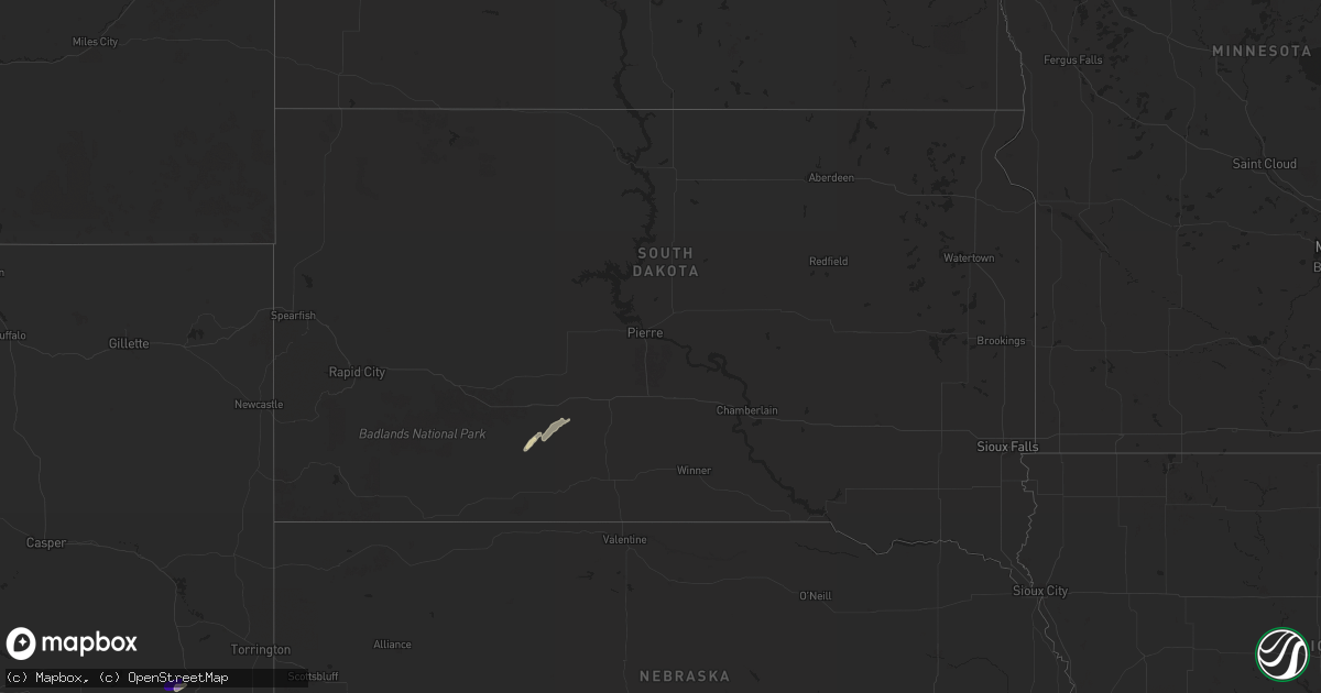 Hail map in South Dakota on June 20, 2024