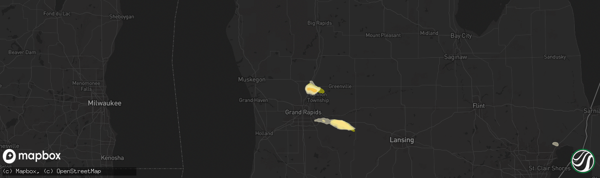 Hail map in Sparta, MI on June 20, 2024