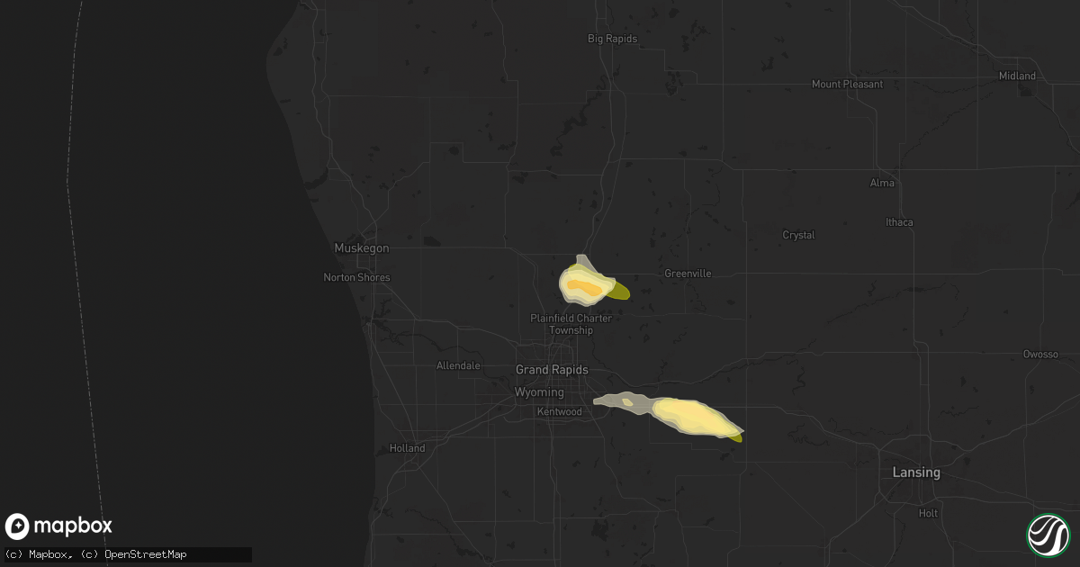 Hail map in Sparta, MI on June 20, 2024