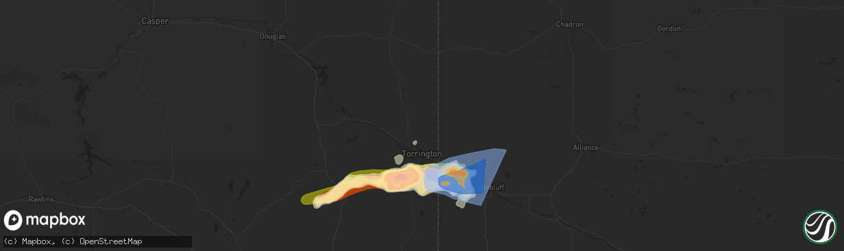 Hail map in Torrington, WY on June 20, 2024