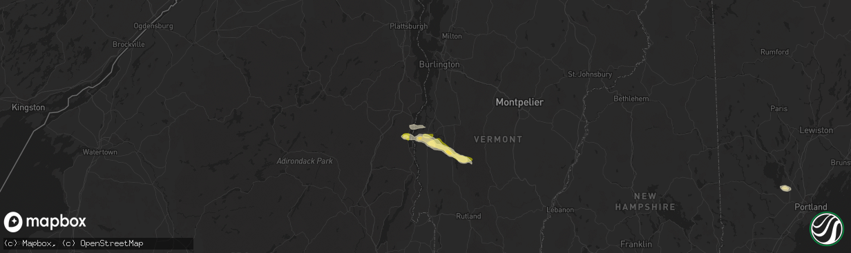 Hail map in Vergennes, VT on June 20, 2024