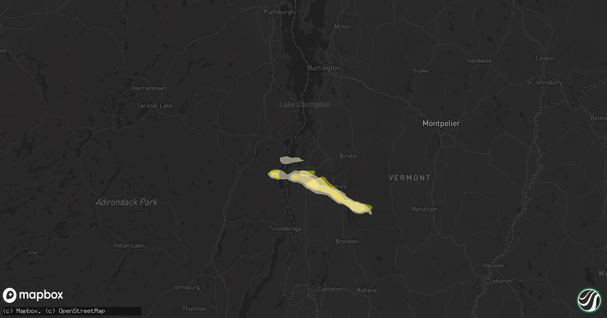 Hail map in Vergennes, VT on June 20, 2024