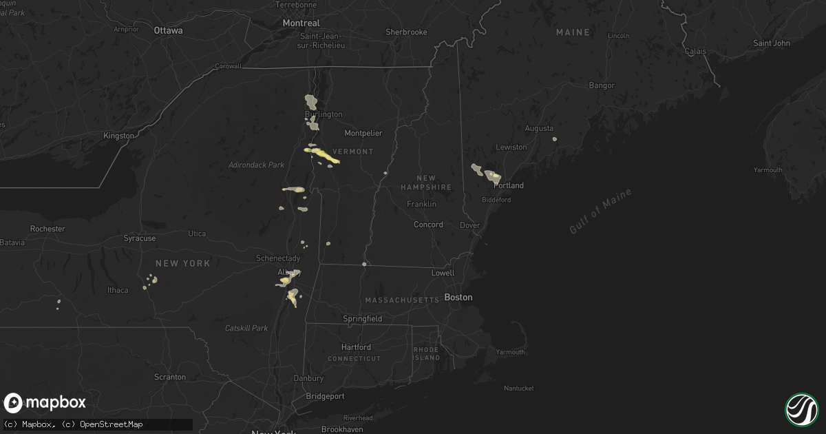 Hail map in Vermont on June 20, 2024
