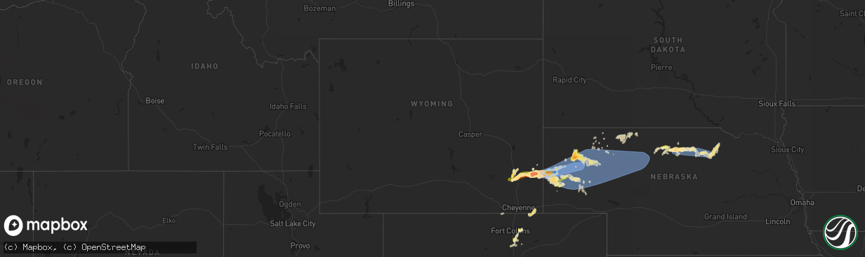 Hail map in Wyoming on June 20, 2024