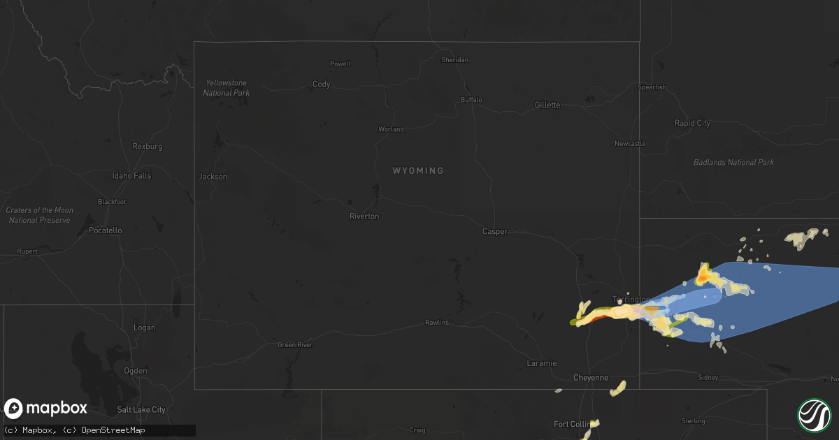 Hail map in Wyoming on June 20, 2024