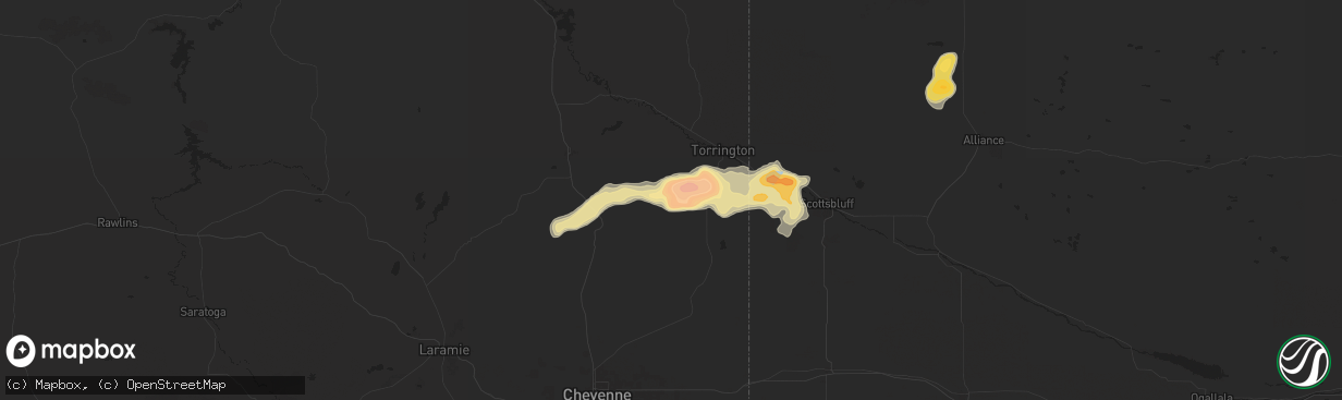 Hail map in Yoder, WY on June 20, 2024