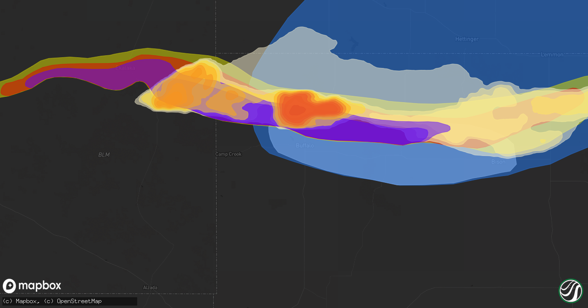 Hail map in Buffalo, SD on June 20, 2025