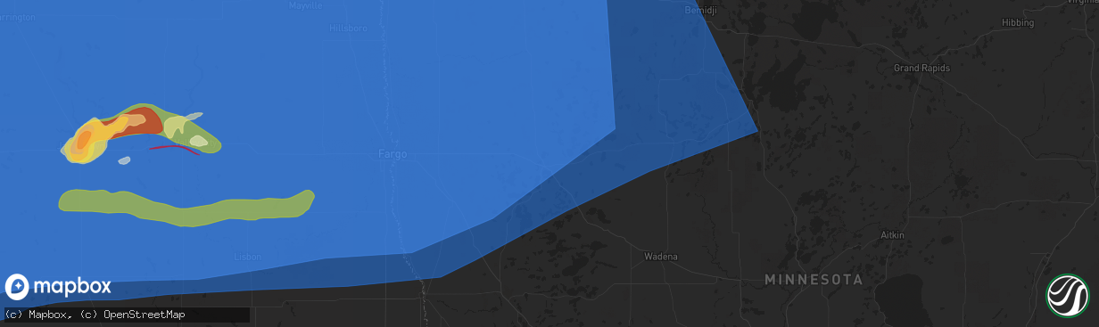 Hail map in Detroit Lakes, MN on June 20, 2025
