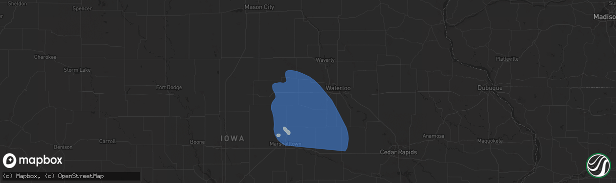 Hail map in Dike, IA on June 20, 2025