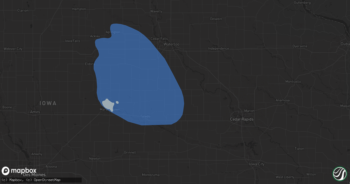 Hail map in Dysart, IA on June 20, 2025